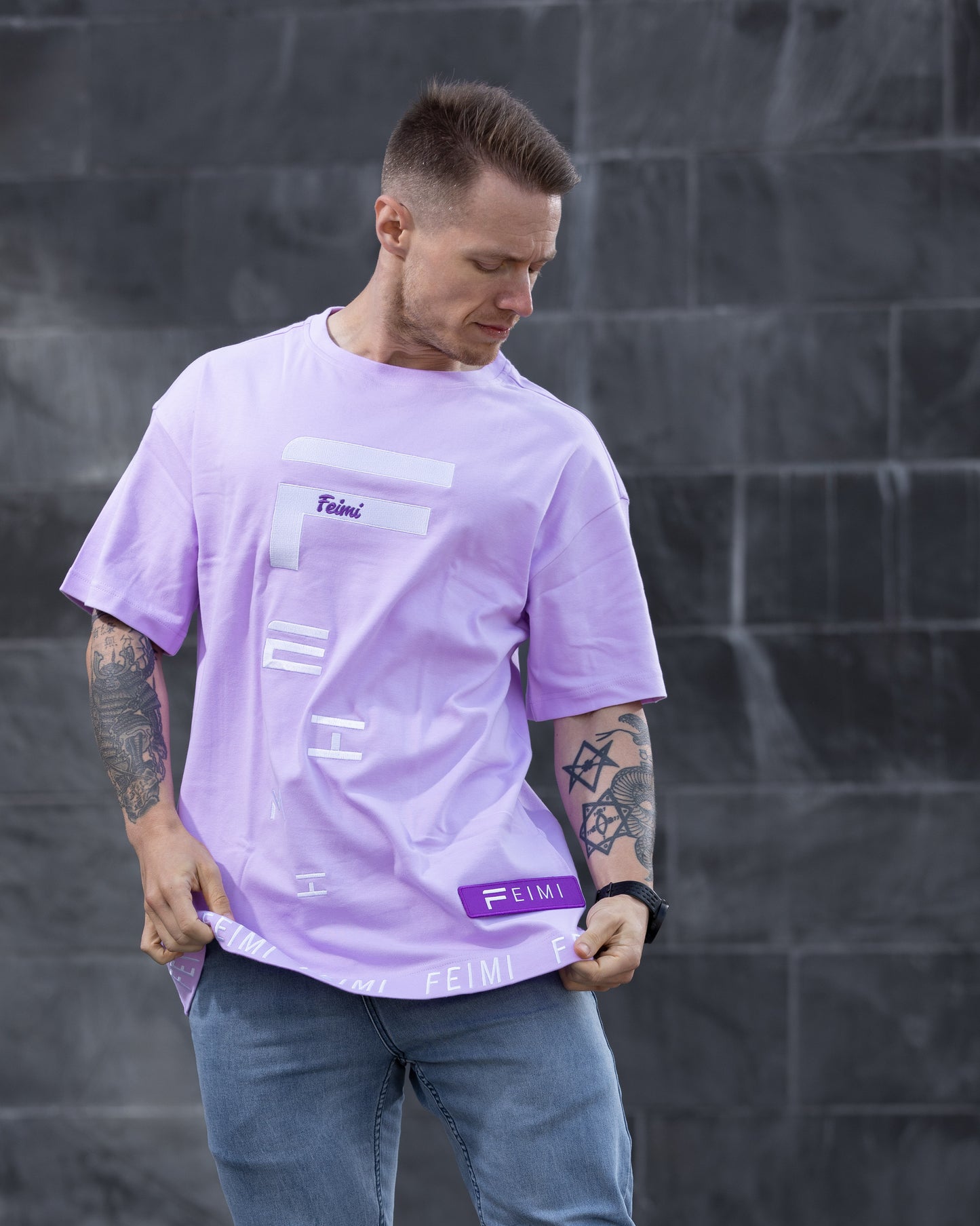 Purple UNISEX oversize t-paita