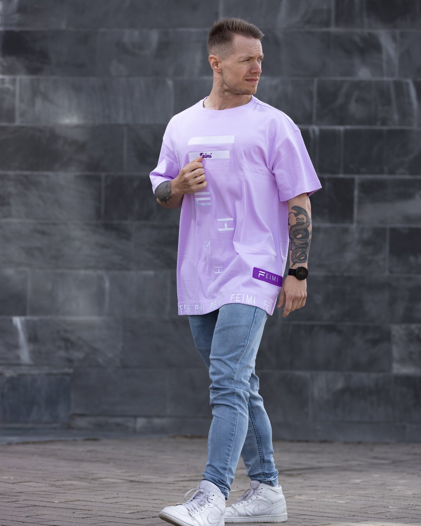 Purple UNISEX oversize t-paita